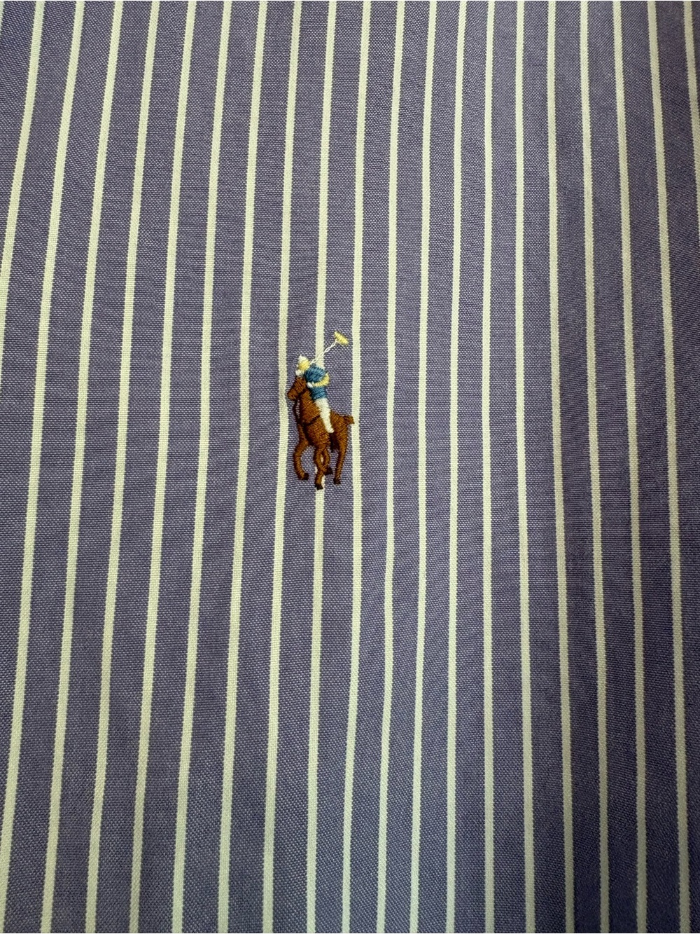 Ralph Lauren Cotton Classic Striped Button-Down Shirt - Purple/White Sz 17 1/2 - Picture 2 of 7